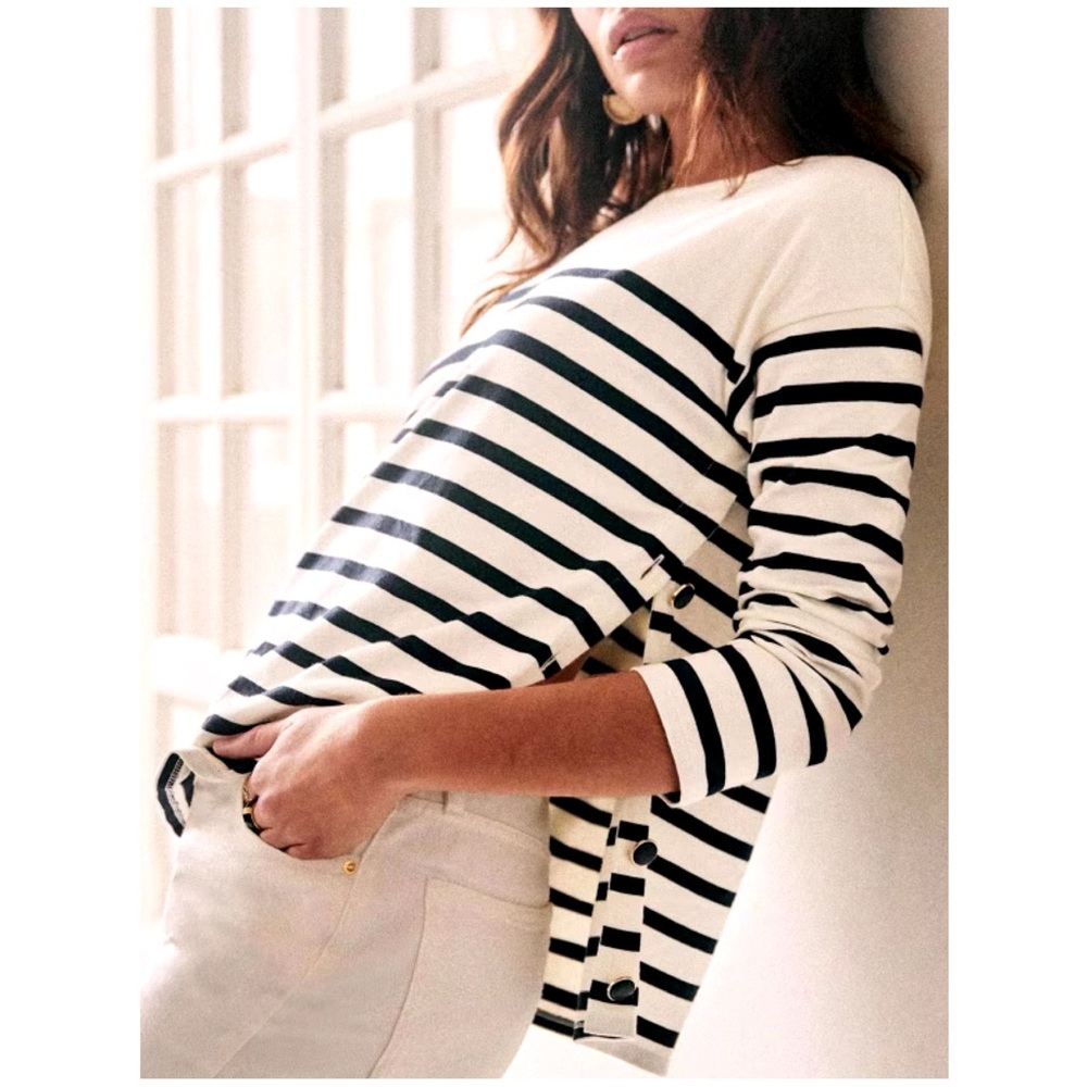 Sezane Black and White Striped Top